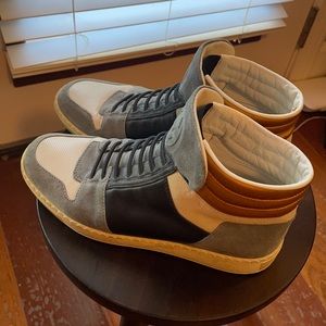 Gucci leather and suede high top sneakers